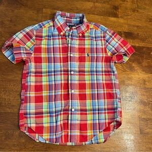 Polo Ralph Lauren boy’s Red Plaid button down short sleeve shirt size 5